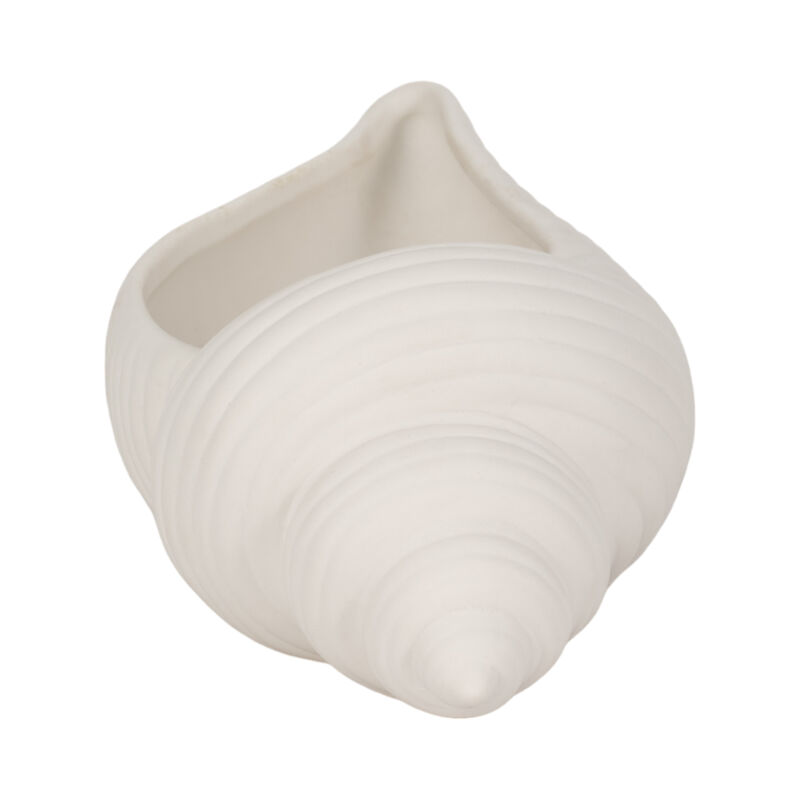 9" Conch Shell Planter, White image number 3