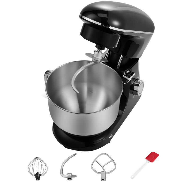 VEVOR Stand Mixer, 6 QT Dough Mixer, 660W 6 + P Speeds Tilt-head Food Mixer with Stainless SteelBowl, Dough Hook, Wire Whip, Flat Beater, Scraper,Household Stand Mixer for Baking & Mixing, Black