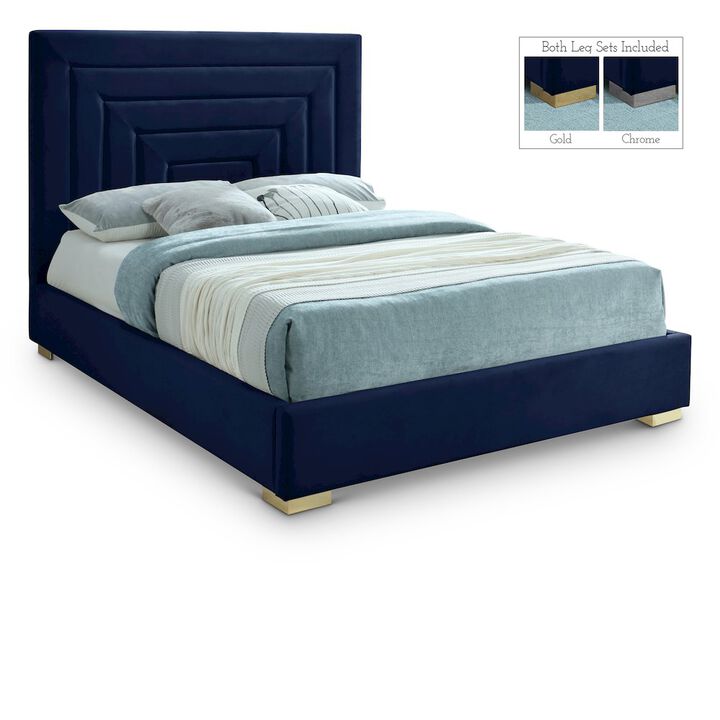 Meridian Furniture Nora Navy Velvet Queen Bed