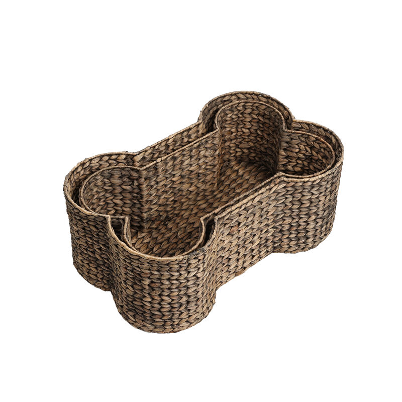 Digby Bone-Shaped Large Hand Woven Water Hyacinth Nesting Pet Toy Organizer Baskets (Set of 2) image number 6