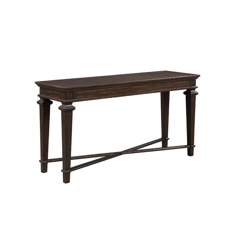 Tabby Sofa Console Table, 56 Inch Top, Cross Stretcher, Espresso Brown image number 0