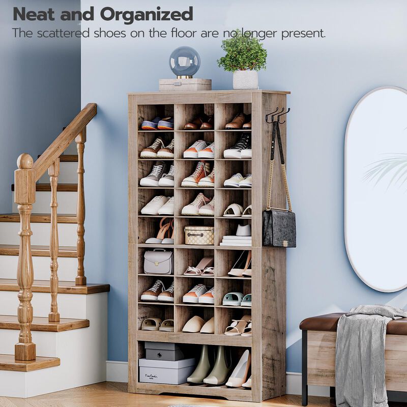 Shoe Storage Cabinet 9-Tier with 24 Compartments and 3 Hooks for Entryway image number 3