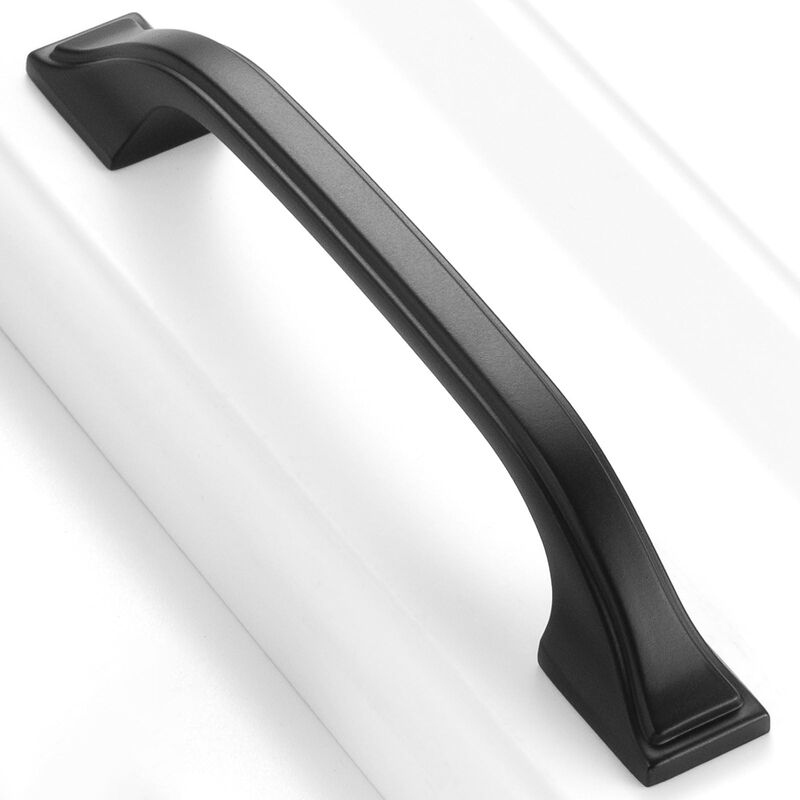 BEROSSA 3-3/4 Inch Screw Spacing, Matte Black Footed Arch Pulls, Kitchen Cabinet Handles, Pack of 10 | Solid Furniture Hardware