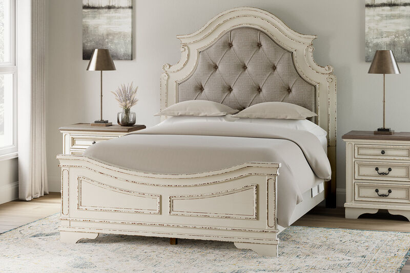 Realyn Queen Upholstered Panel Bed image number 1