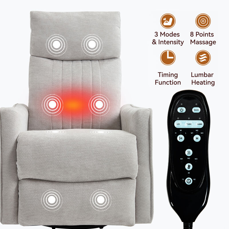 Heat Massage Manual Recliner Chair with Rocker and Swivel in Fabric for Living Room image number 9
