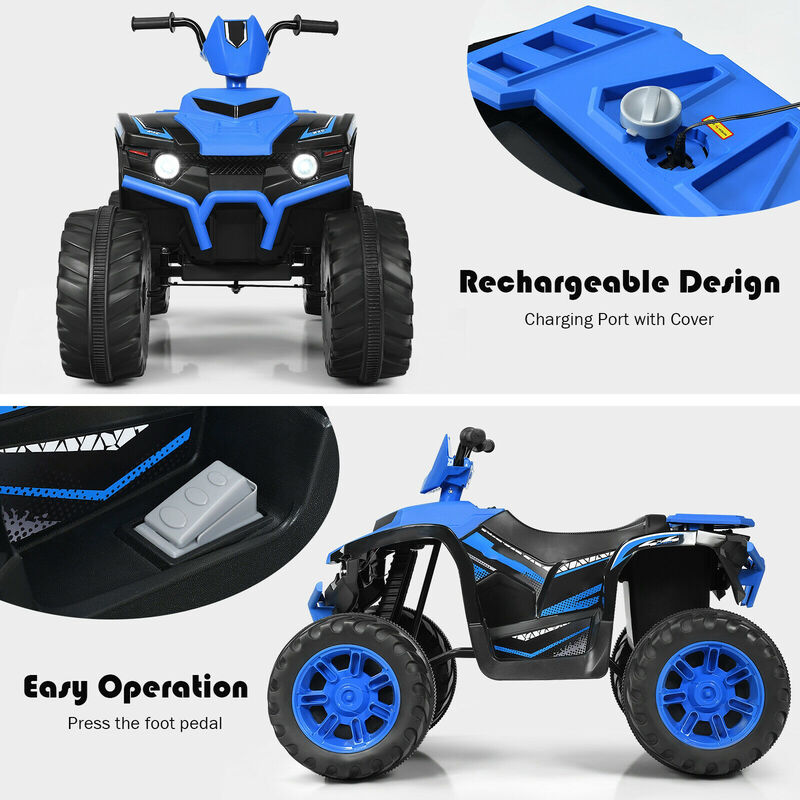 12V Electric Kids ATV Ride On Toy with LED Lights and Treaded Tires image number 6