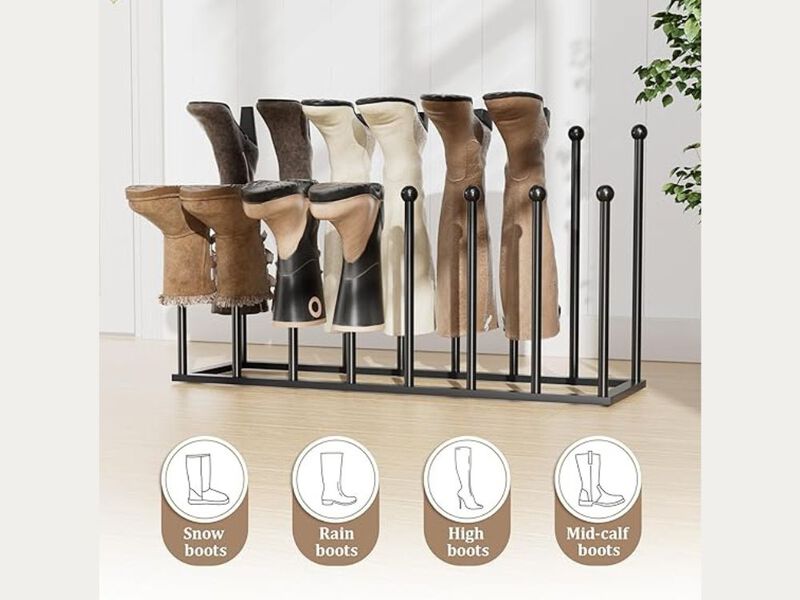 Entryway Shoe Organizer Closet Storage Black Boot Rack Tall image number 1