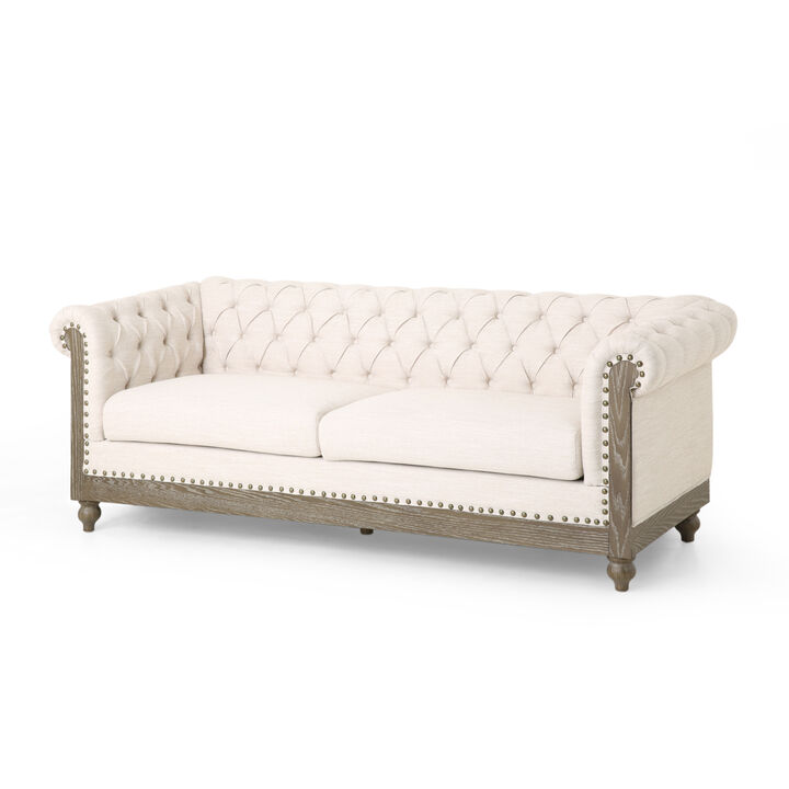 Merax Mirod Comfy 3-Seat Sofa with Wooden Legs, Retro Style for Living Room and Study Sofa