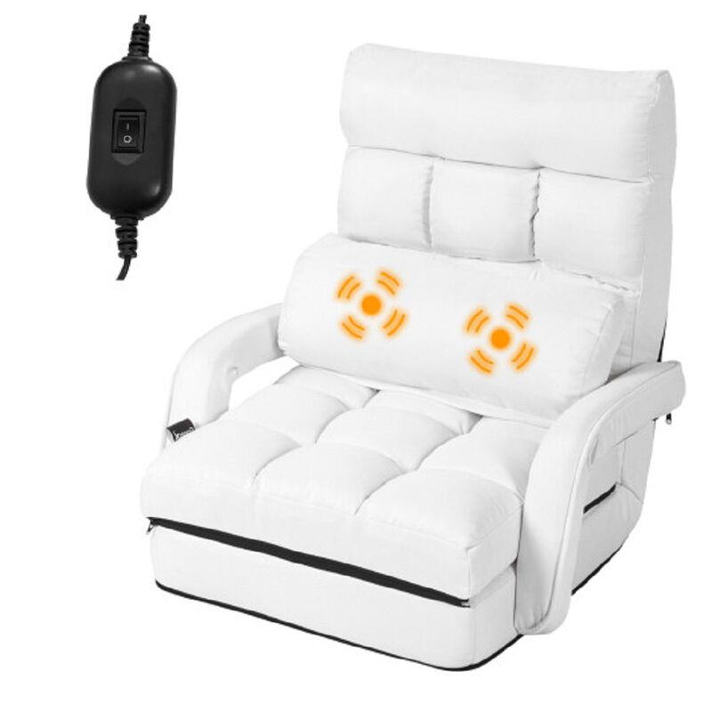 Folding Lazy Floor Chair Sofa with Armrests and Pillow