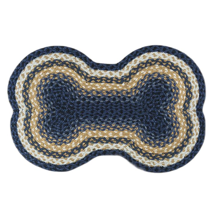 Earth Rugs Db-79 Lt Blue Dk Blue Mustard Large Dog Bone 18 X 28