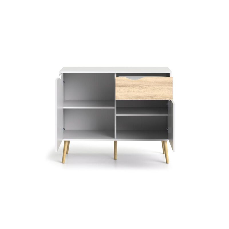 Tvilum Diana Sideboard with 2 Doors and 1 Drawer, White/Oak Structure