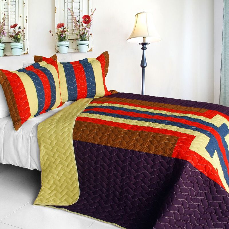 3-Piece Quilted Patchwork Quilt Set Lightweight Cozy Bedding image number 0