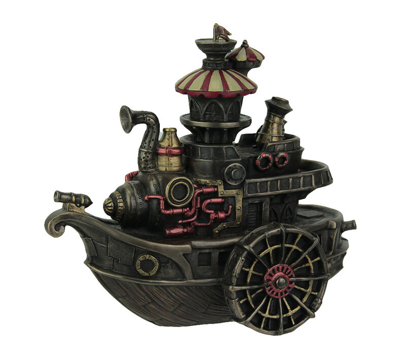 Hand Painted Steampunk Style Airship Gondola Statue image number 0