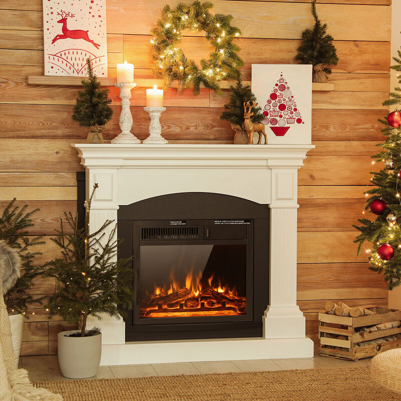 Electric Fireplace Insert with 7-Level Adjustable Flame Brightness