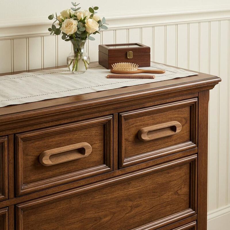 HomeRoots Set of Two Brown Teak Wood Drawer Pull Knobs image number 1