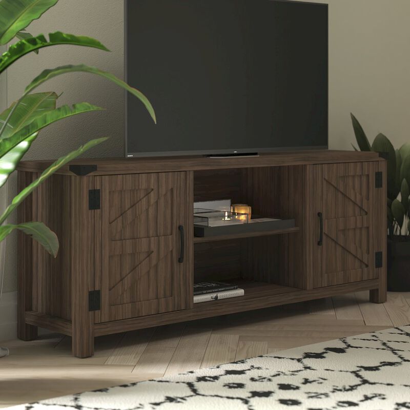 Flash Furniture Farmhouse Barn Door TV Stand-Gray Wash Oak for TV's up to 65 ines-59" image number 9
