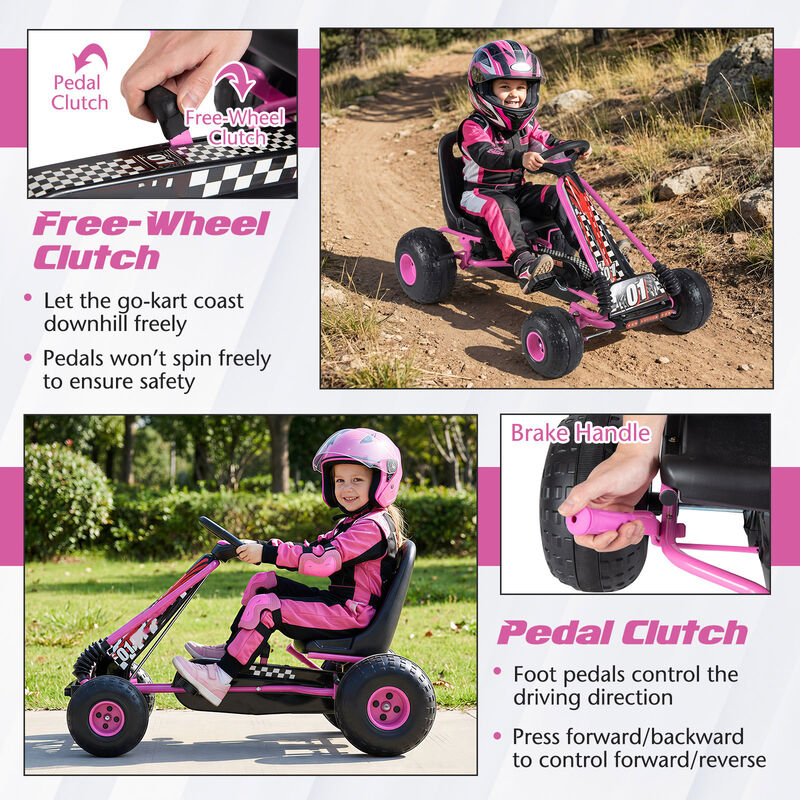 4 Wheel Pedal Go Kart for Kids with Adjustable Seat and All Terrain Wheels image number 6