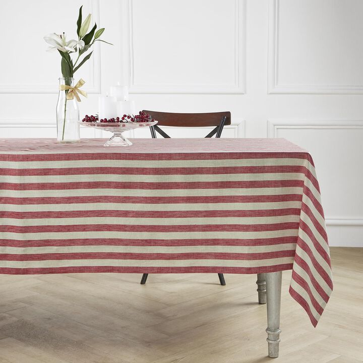 Solino Home 100% Pure Linen Tablecloth | Sorrento Stripe