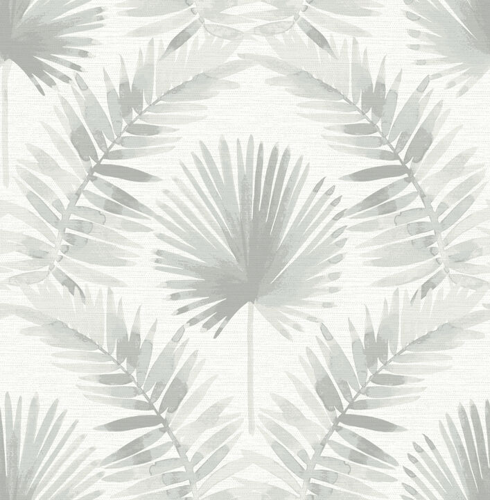 Calla Grey Painted Palm Wallpaper