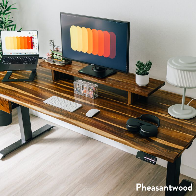 Desky Dual Hardwood Sit Stand Desk image number 1
