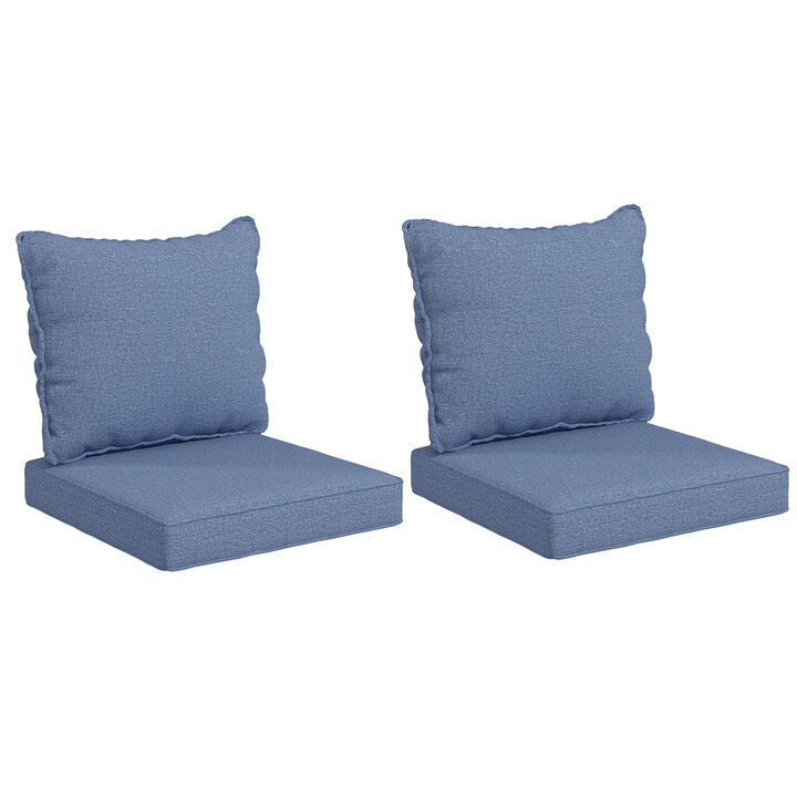 Indoor Outdoor Chair Cushions with Backrest for Garden Furniture, Blue