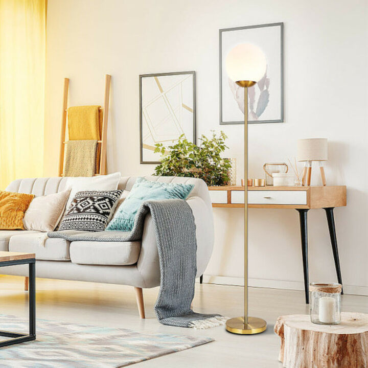 67 Inch Frosted Glass Globe Floor Lamp 9W LED Bulb