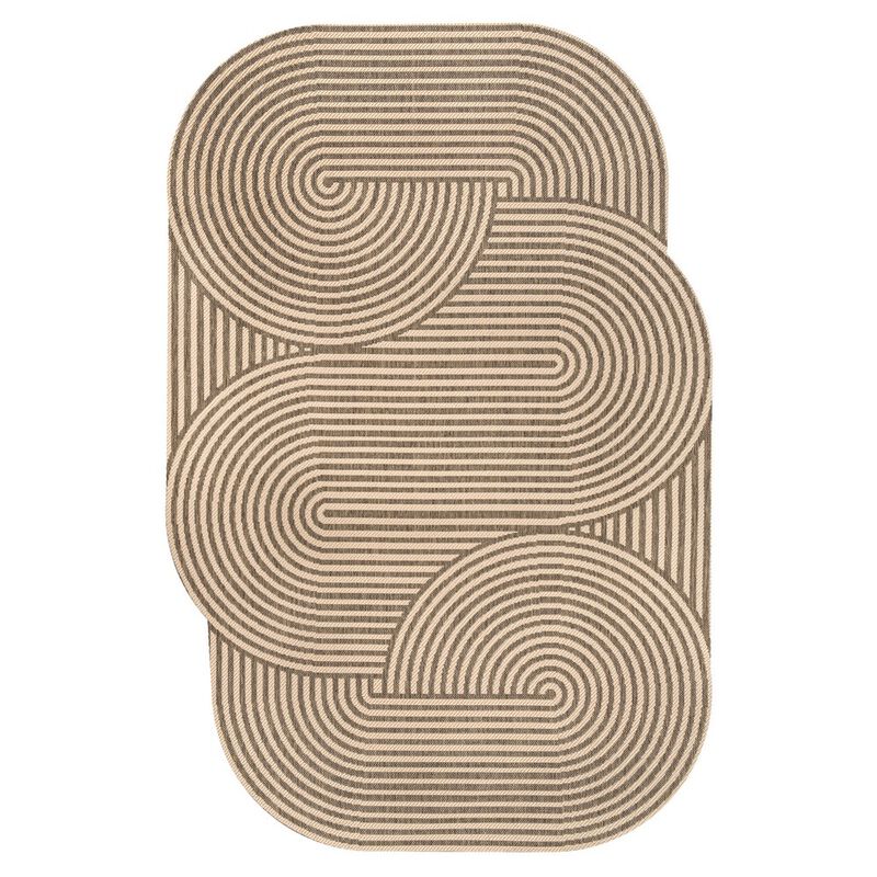 Margot Modern Geometric Arch Stripe Indoor/Outdoor Shaped Area Rug