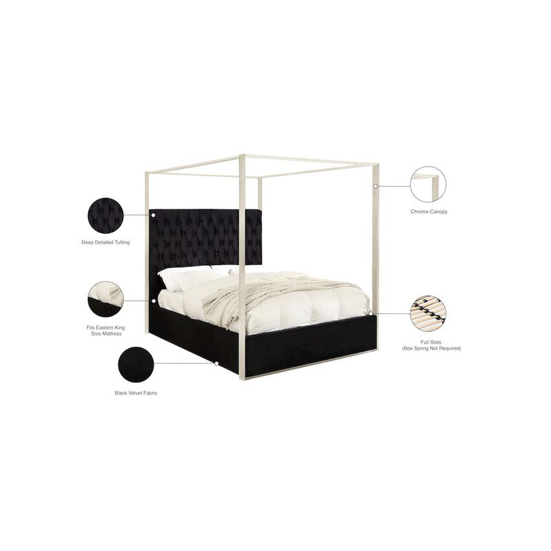Meridian Furniture Porter Black Velvet King Bed