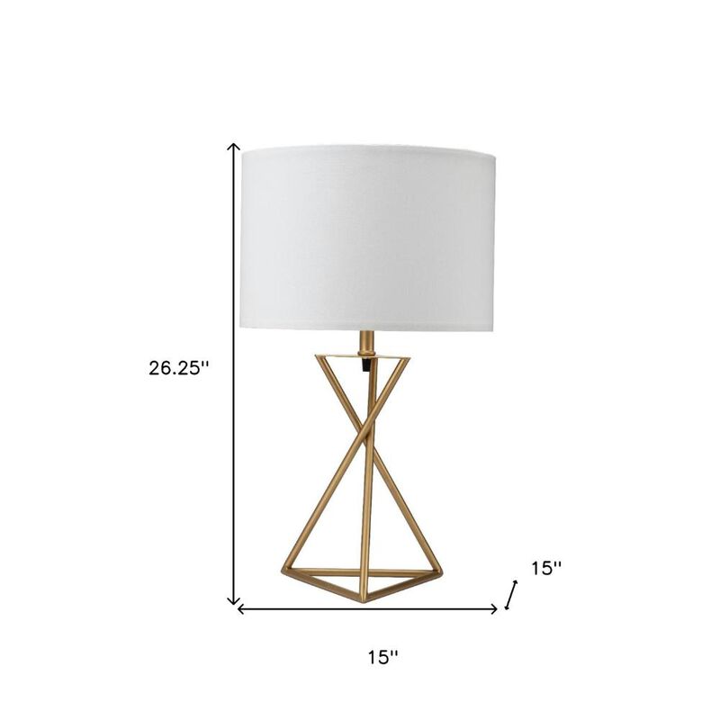 Hivvago Contemporary Gold Geo Table Lamp with White Shade
