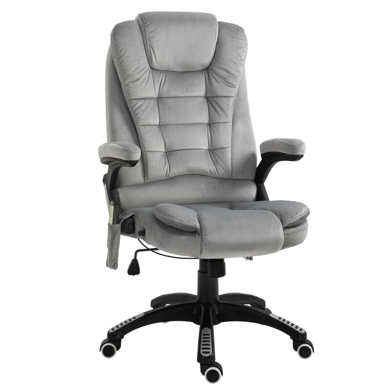 6 Point Vibrating Massage Office Chair 5 Modes, High Back Executive Heated Chair with Reclining Backrest Padded Armrest, Grey image number 1