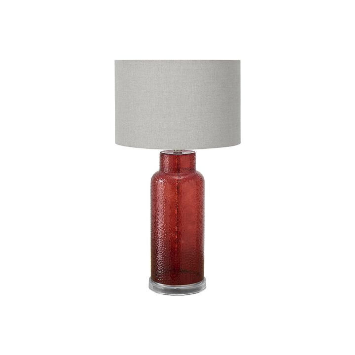 Lighting, 28"H, Table Lamp, Red Glass, Grey Shade, Contemporary, Modern