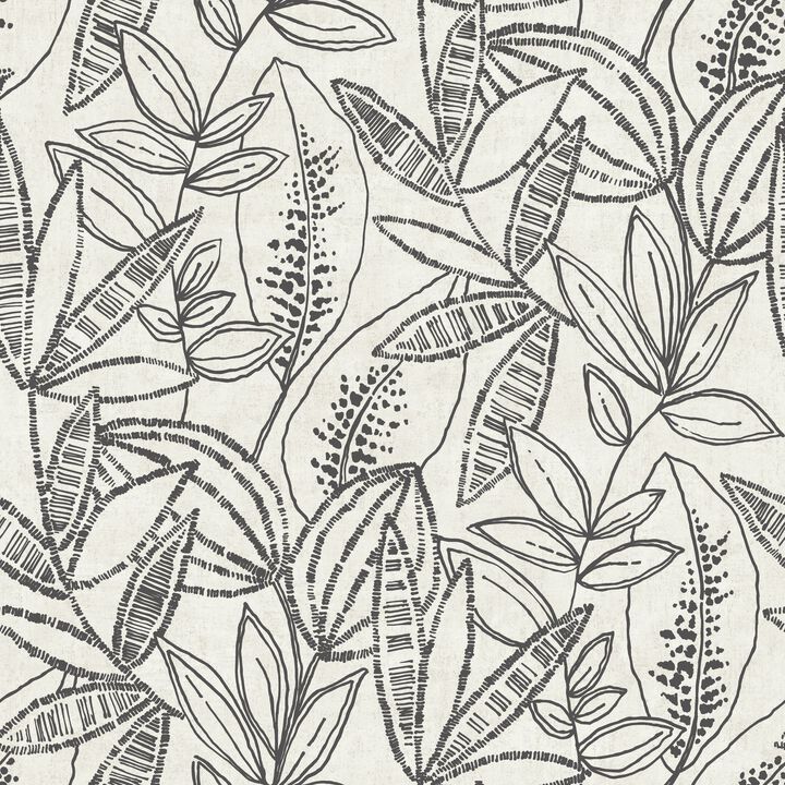 Karuna Branched Leaves All-over Black Wallpaper KRA71802