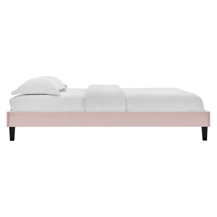 Reign Performance Velvet Queen Platform Bed Frame