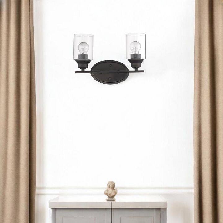 Hivvago Two Light Bronze Wall Light with Clear Glass Shade