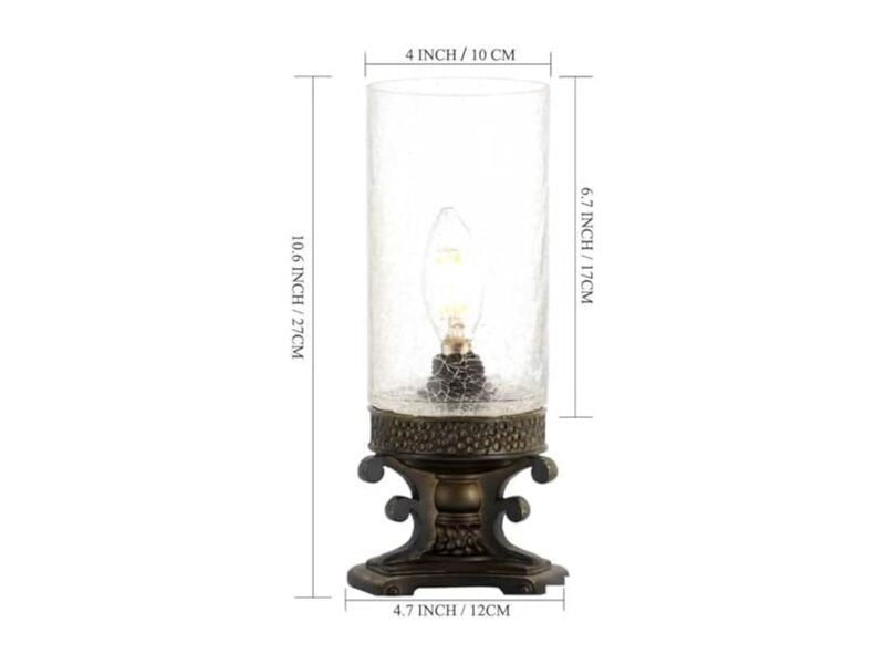Resin Glass Table Lamp For Bedroom Living Room Bronze image number 3