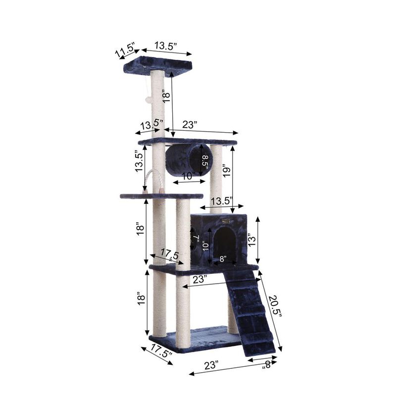 Armarkat 71 Navy Real Wood Cat Climbing Tower, Cat Scratching Furniture