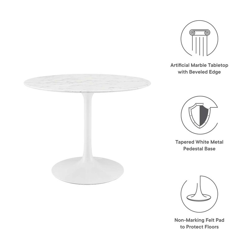 Modway - Lippa 40" Round Artificial Marble Dining Table White