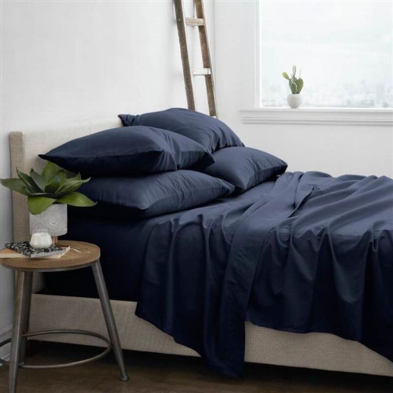 Hivvago Twin Navy Blue 4-Piece Soft Wrinkle Resistant Microfiber/Polyester Sheet Set