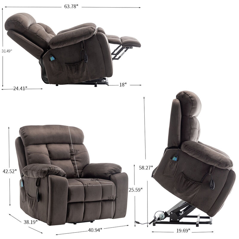 Recliners Lift Chair with Hidden Cup Holder Relax Sofa Chair Power Electric Reclining for Elderly image number 2