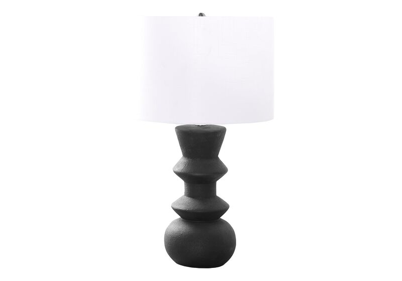 Monarch Specialties I 9763 Lighting, 26" H, Table Lamp, Black Ceramic, Ivory/Cream Shade, Contemporary image number 0