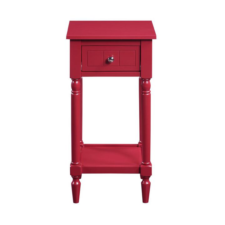 Convenience Concepts French Country Khloe 1 Drawer Accent Table with Shelf Cranberry Red