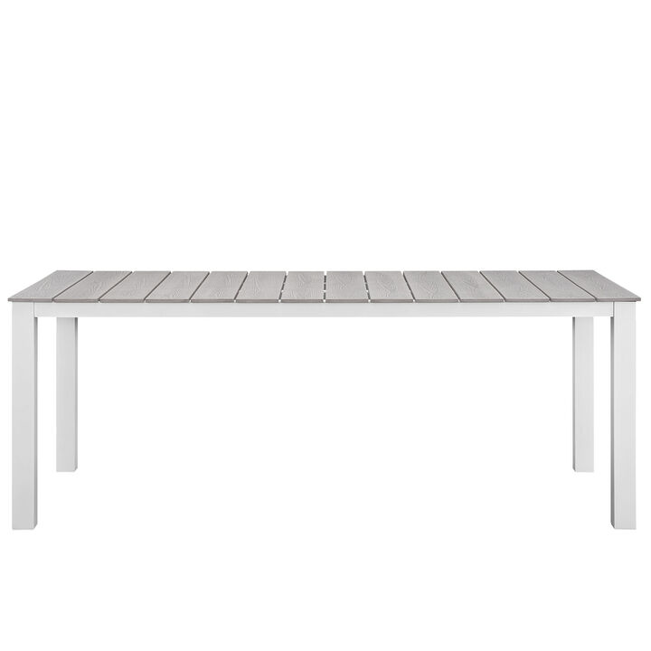 Modway - Maine 80" Outdoor Patio Dining Table White Light Gray