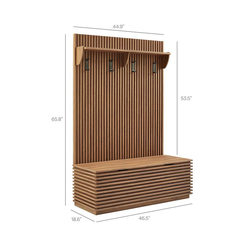 Render Fluted 3-in-1 Hall Tree With Storage Bench and Coat Rack image number 3