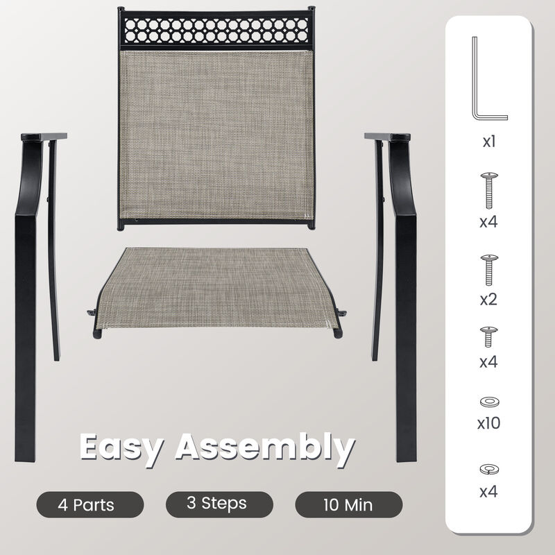 Patio Chairs Set of 2 with All Weather Breathable Fabric