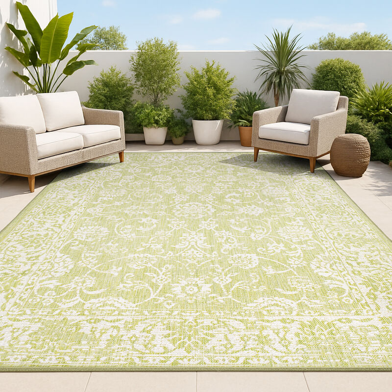 Tela Bohemian Textured Weave Floral Indoor/Outdoor Area Rug