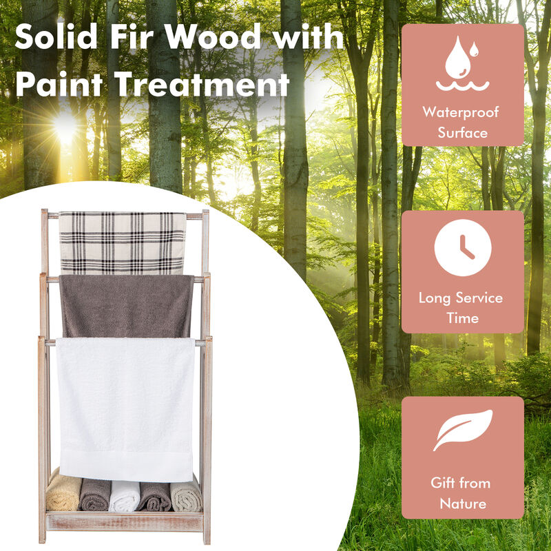 Freestanding Towel Rack 3-Bar Hand Towel Drying Stand with Bottom Storage Shelf