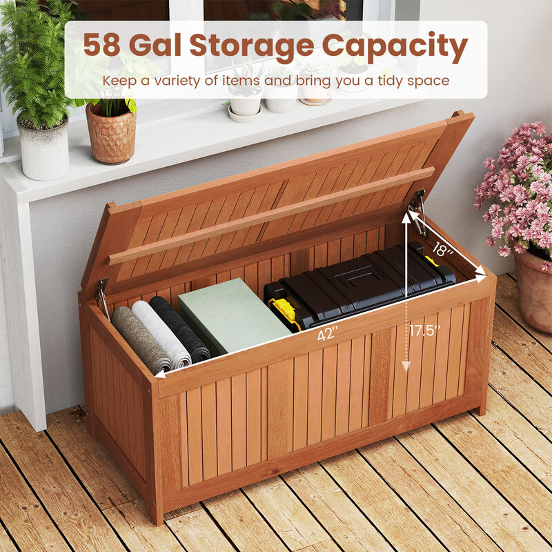 Patio 58-Gallon 3-in-1 Wood Deck Box with Flip Top Storage for Cushions image number 5