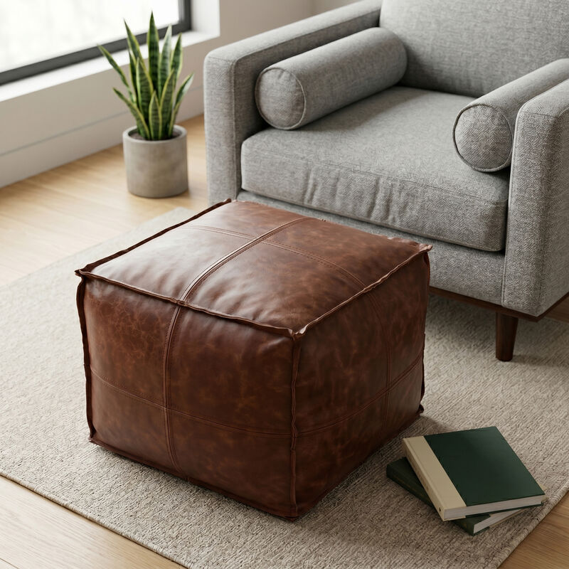 Simpli Home Sheffield Square Pouf image number 1
