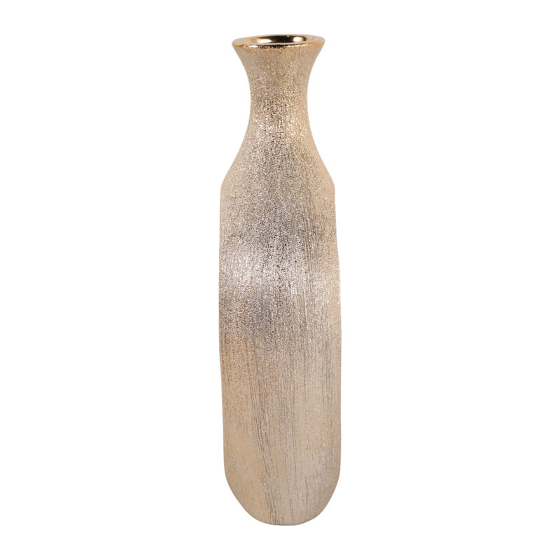 10x7" Beaded Oval Cut Out Vase, Champagne image number 5
