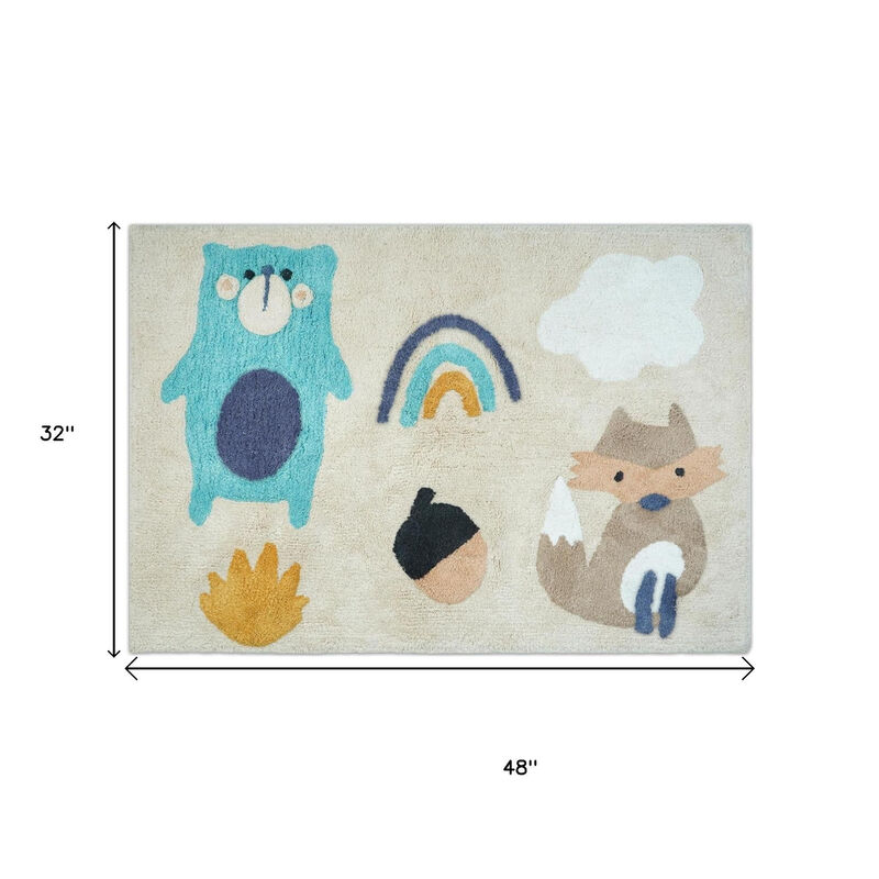 HomeRoots Woodland Animals Youthful Washable Area Rug image number 3